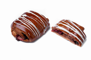 Bun in glaze with cherries