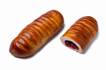 Bun with cherry jam