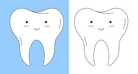 Happy Healthy Tooth. Cartoon characters in flat design. Dental Infographic elements concept vector illustration in flat design.