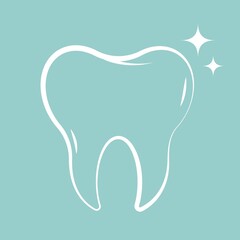 Shiny, healthy tooth vector icon.Tooth icon, Teeth sign. Dental care logo, Dental clinic icon. Vector flat illustration