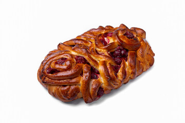 Braided bun with cherries against