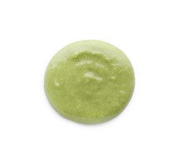 Swirl of delicious spicy wasabi paste isolated on white, top view