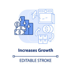 Increases growth light blue concept icon. Savings and deposits. Effect of inflation abstract idea thin line illustration. Isolated outline drawing. Editable stroke. Arial, Myriad Pro-Bold fonts used
