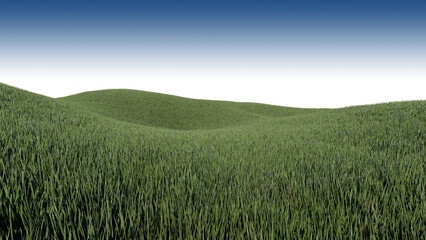 A 3d rendering image of grassed hill nature scenery