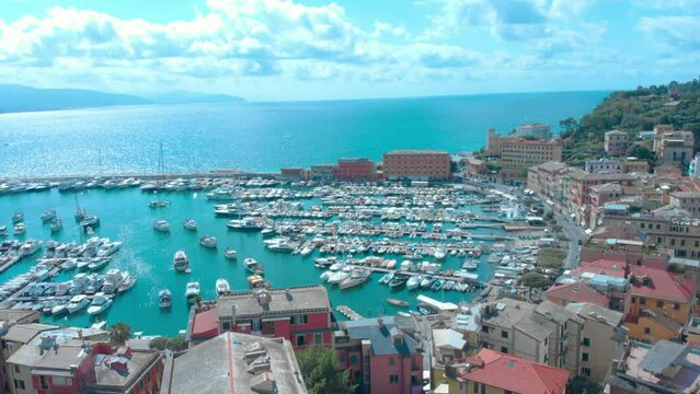 Santa Margherita Ligure, Beautiful Town by the Sea in Liguria, Italy, Drone Aerial
