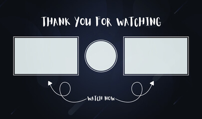 Youtube End Screen with orange design and orange lines. Youtube Video Template, background, Outro Card, end screen, banner, channel. Social media design. thanks for watching design.. End screen