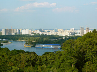 Fototapeta na wymiar View of the left bank of Kyiv, Ukraine.