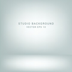 Grey and white gradient background. Studio room concept, template mock up for display of content. Abstract gray glow backdrop wall display. Simple modern plain space for photo product. Vector EPS 10