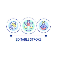 Family planning loop concept icon. Expected pregnancy and birth control. Fertility treatment abstract idea thin line illustration. Isolated outline drawing. Editable stroke. Arial font used
