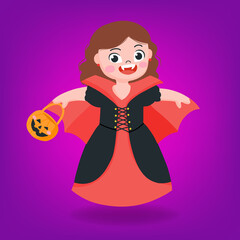 cute young vampire, Halloween character.