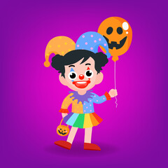 Scary and cute clown Halloween character