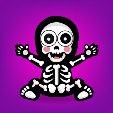 skeleton ghost of young kid, Halloween character.