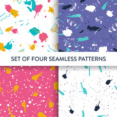 Memphis style pattern set with different shapes. 