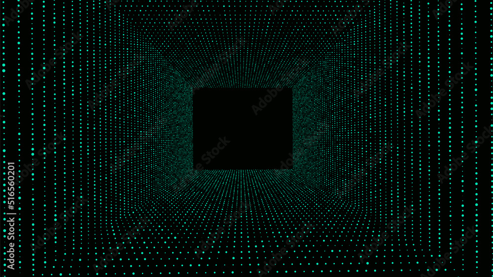 Poster abstract wireframe tunnel. vector wormhole. 3d portal grid. futuristic fantasy funnel.