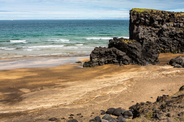 The Atlantic Ocean off the coast of Iceland. Beautiful beach in Iceland.