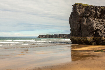 The Atlantic Ocean off the coast of Iceland. Beautiful beach in Iceland.