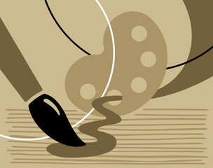 Abstract background with paintbrush and palette