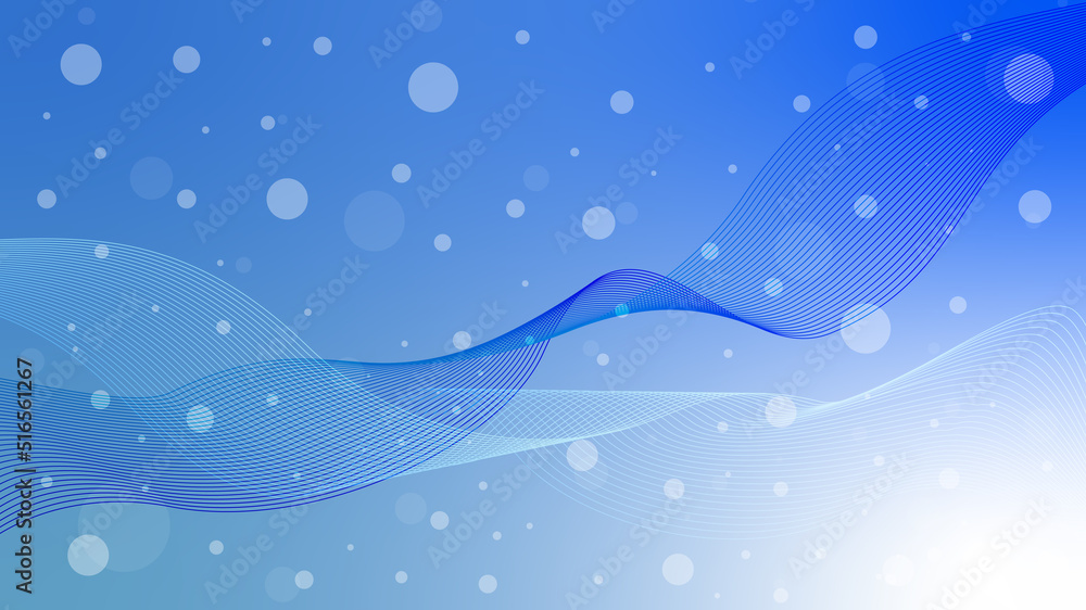 Poster abstract futuristic wavy stripes with circle shapes. abstract curved lines with circle shapes on a b