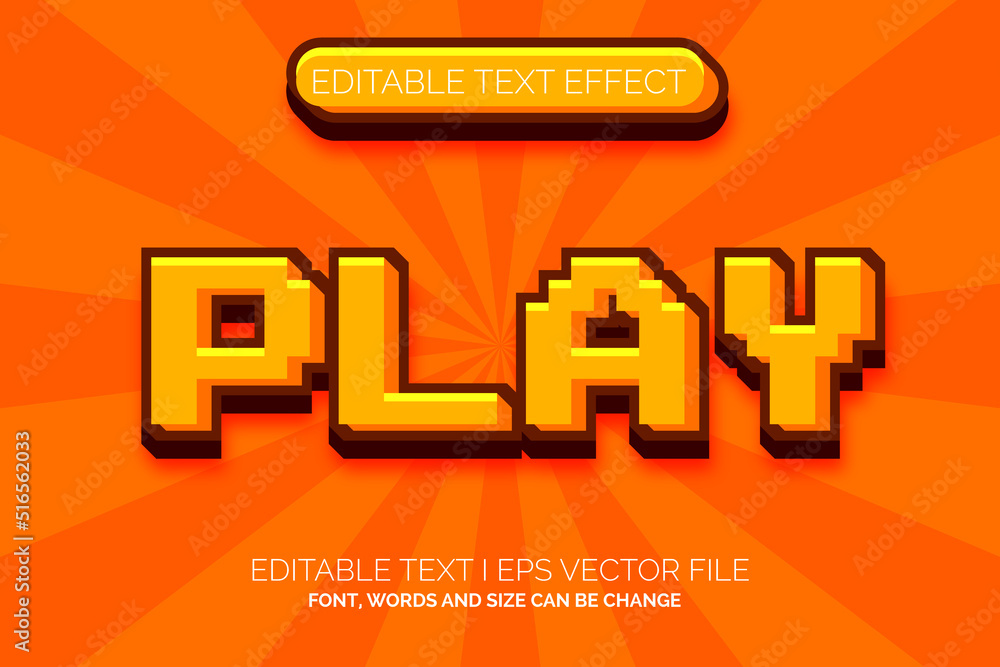 Fototapete simple pixel text effect, editable retro game text style