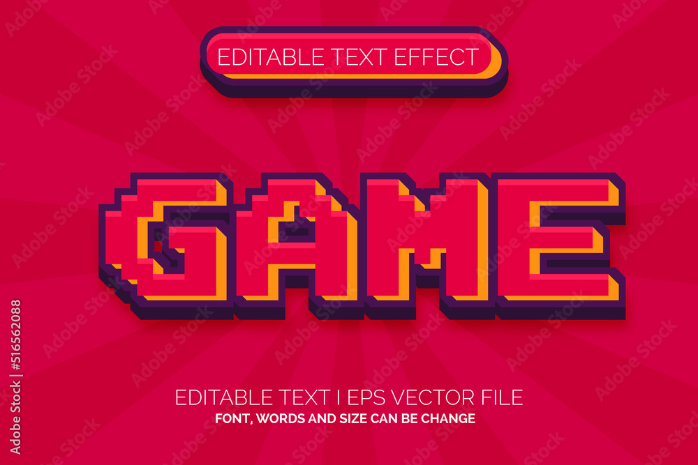 Fototapete pixel text effect, editable retro game text style