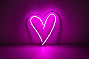 Pink neon sign heart. Trendy style. Neon sign. Custom neon. Home decor. 