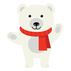 Cute cartoon white polar bear
