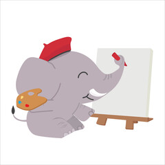 Cartoon  elephant painting with brush design