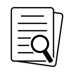 Document with magnifier loupe business concept. File search icon, document search, vector isolated.