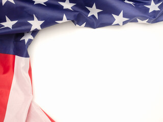 Top view of the American flag on a white background