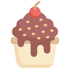 CUPCAKE flat icon,linear,outline,graphic,illustration