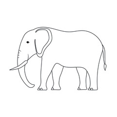 Vector flat hand drawn outline elephant isolated on white background