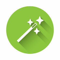 White Photo retouching icon isolated with long shadow background. Photographer, photography, retouch icon. Green circle button. Vector