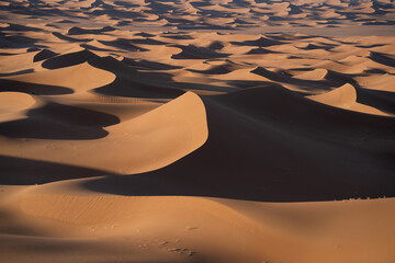 Fototapeta na wymiar Sunrise in Erg Chegaga Desert in Morocco, Africa