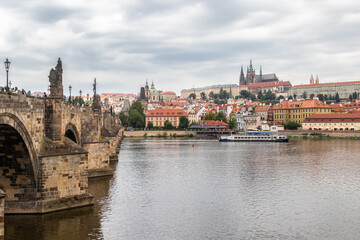 the city of Prague seen from the Charles Bridge