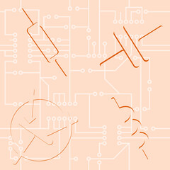 Seamless vector background in radio engineering style