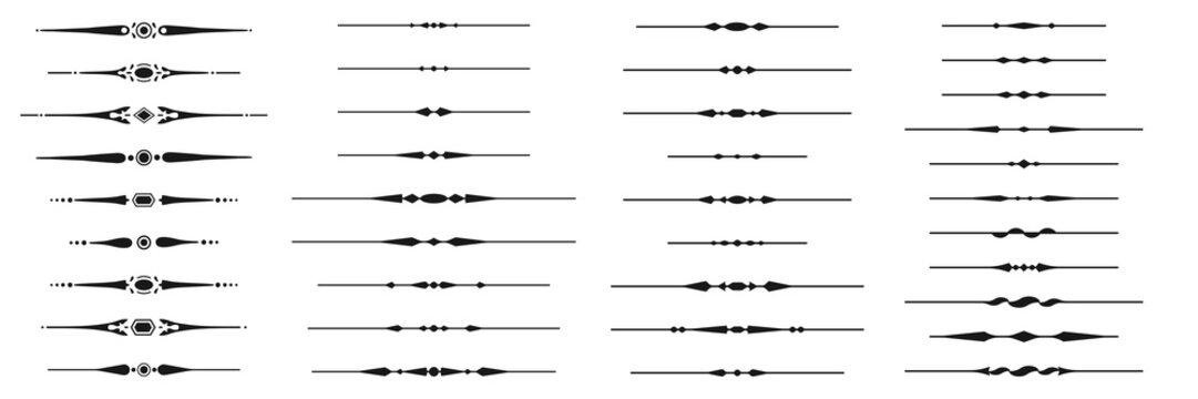 Set of decorative divider elements. Border collection. Vector.