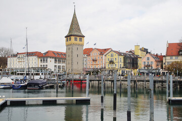 The harbor in Lindau, Bodensee lake, Germany