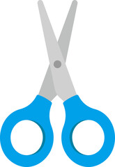 Blue Vector Scissors, Vector illustration in a flat style, Sharp scissors