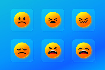 a set of gradient sad emoticon icons