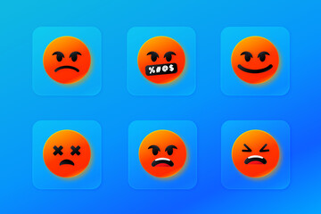 a set of gradient angry emoticon icons