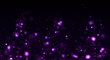 Colorful purple bokeh effect. Sparkling magical dust particles. Magic concept.