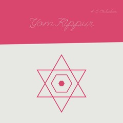 Image of yom kippur over menorah and beige and pink background with star