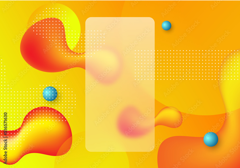Poster glassmorphism concept with 3d geometric shapes. illustration on blurred gradient vector background.