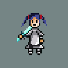 Obraz premium pixel art girl character with armor 