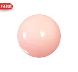 Pink ball. Geometric figure of round sphere. Realistic 3d design element In plastic cartoon style. Icon isolated on white background. Vector illustration