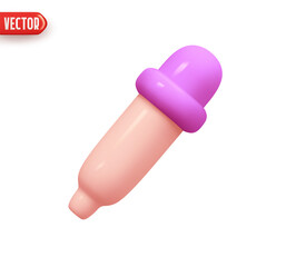 Pipette tool. Realistic 3d design element In plastic cartoon style. Icon isolated on white background. Vector illustration