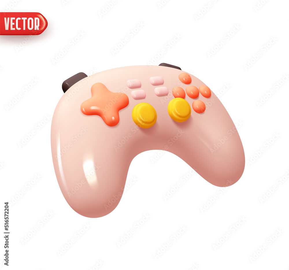 Poster game controllers gamepads. modern game joystick. realistic 3d design element in plastic cartoon styl