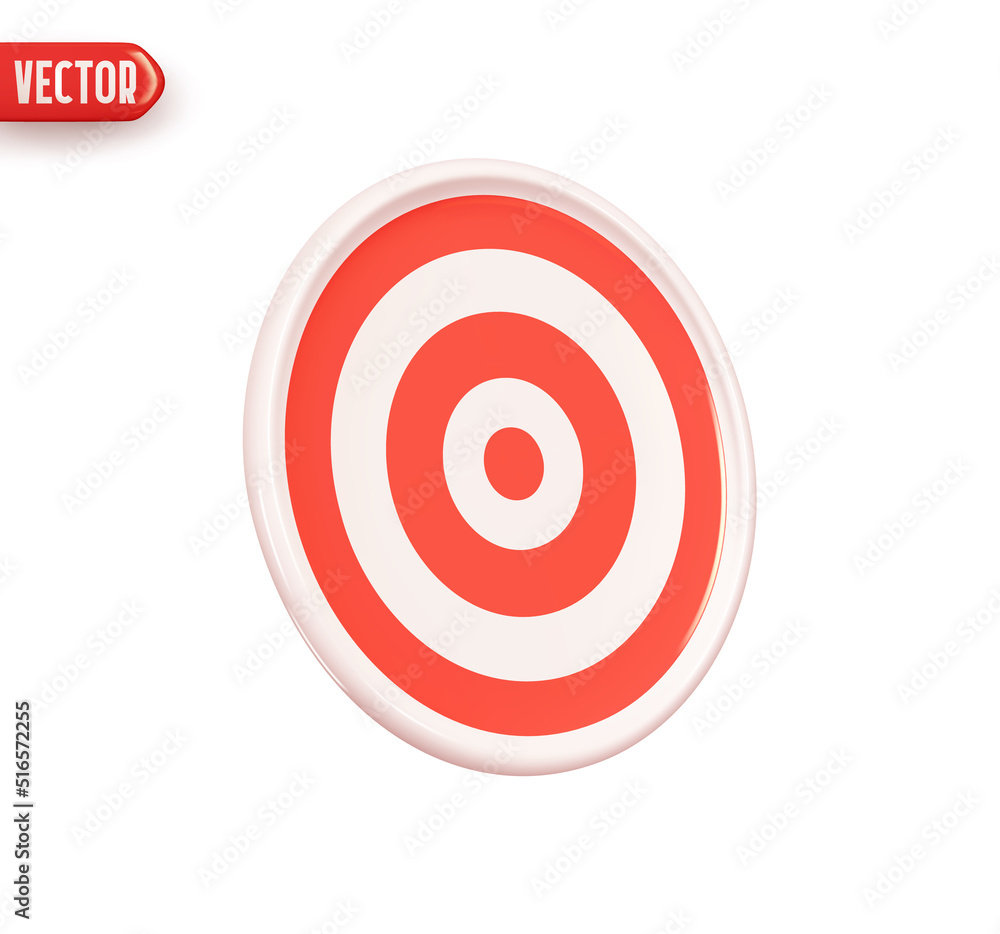 Aufkleber dart target. realistic 3d design element in plastic cartoon style. icon isolated on white background