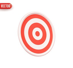 Dart target. Realistic 3d design element In plastic cartoon style. Icon isolated on white background. Vector illustration