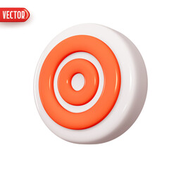 Dart target. Realistic 3d design element In plastic cartoon style. Icon isolated on white background. Vector illustration